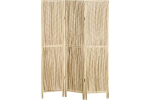 HOMCOM Paravento da Interno a 3 Pannelli a Spina di Pesce, Separé Divisorio Interno Pieghevole in Legno, 120x170 cm, color Legno