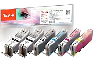 ‎PEACH Peach C550/551/555 Spar Pack Plus Druckerpatronen XL (2xBK, PBK, C, M, Y) ersetzt Canon PGI-550XL*2, CLI-551XL für z.B. Canon Pixma IP 7250, Canon Pixma MX 925, Canon Pixma IP 7200