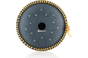 Sonodrum Tongue drum « Exclusive Do majeur » coloris Bleu Foncé - Tambour à languettes en acier avec mailloches, sac de transport et livre de partitions offert - 38cm de diamètre et 14 languettes