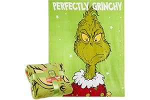 The Grinch Koc polarowy na łóżko, miękka narzuta na łóżko, 150 x 130 cm, świąteczny prezent (zielony)