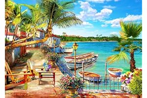 BULLGLESUP Jigsaw Puzzles for Adults 1000 Pieces, Resort Bay Interlock Perfectly No Dust, Home Decors Family Challenge Toys for Men Women Elders Seniors (27.5"x19.6"), 1:1 Poster