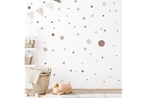‎WANDKIND WANDKIND Kreise Set 120 Stück Wandtattoo für Babyzimmer V283 Aufkleber Sticker Kreis Wandaufkleber Kinderzimmer Punkte Dots Klebepunkte in verschiedenen Farben (Beige)