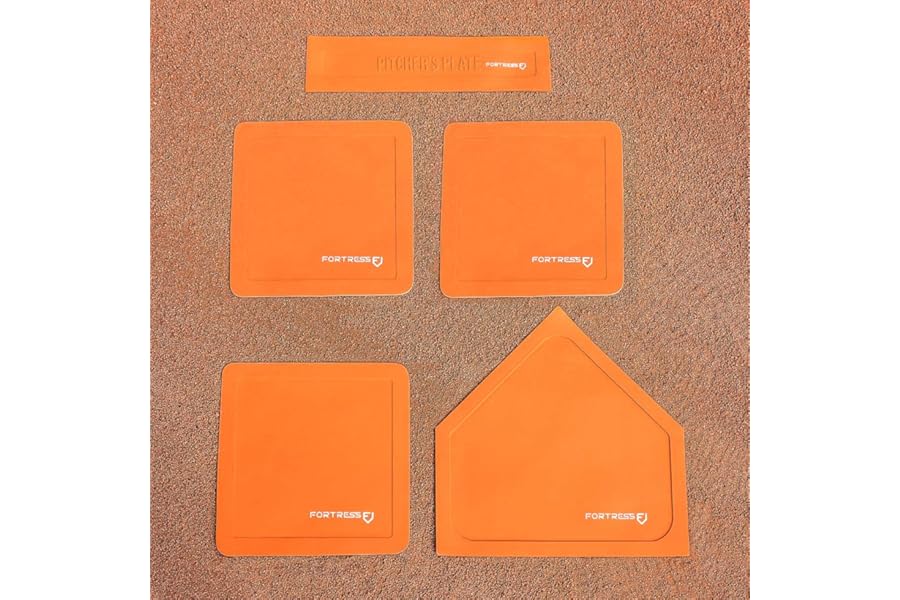 FORTRESS Throwdown Rubber Base Set | Baseball Training Equipment | Baseball & Softball Plate Set | Rubber Baseball Bases | 3x Base Plates, 1x Home Plate & 1x Pitching Plate