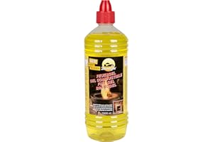 FARMLIGHT Comb 1 L combustibile Bio, per bracieri e caminetti a Gel di bioetanolo 1 Bottiglia da 1 litro, Yellow, firegel Unisex Adulto, Trasparente