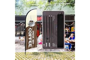 QSUM Bandiera del Caffè con Palo, Grande Bandierina Pubblicitaria per Caffetteria, Caffè bar