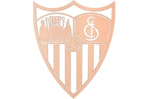 G&J HOME | Cuadro Escudo Sevilla FC Hecho Madera Natural Haya y 1 Llavero incluido, Decoración Moderna y Original para Hogar, Oficina, Habitación, Regalo Comunion, Cumpleaños y Aficionados al Futbol