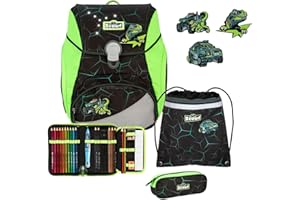 Scout Alpha Schulranzen-Set 4-tlg. Exklusiv DIN LED Dino Hunter 2023