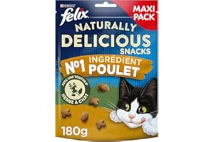 Felix Naturally Delicious Ricco di pollo con un tocco di erba gatto - 180 g - Dolcetti per gatti adulti