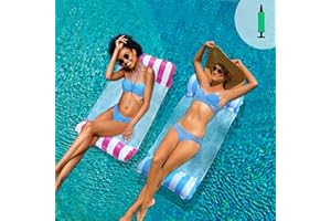 GIGMETA Set di 2 materassini per piscina, materasso gonfiabile per piscina galleggiante e inclinabile, 4 in 1, materassino per acqua, boe e materassini gonfiabili, accessori gonfiabili per piscina