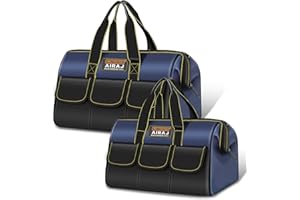 Werkzeugtasche 2 Stück | AIRAJ 16 und 18 Zoll Werkzeugtasche Großer Öffnung | Hochwertiges Oxford-Gewebe | Einfacher Zugriff Werkzeuge | Werkzeugkasten | Werkzeug-Organizer | Verabschieden Unordnung