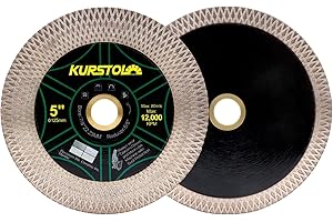 KURSTOL Lama per sega diamantata per piastrelle – 2 piz 125mm disco diamantato lama per smerigliatrice angelica 22.23-15.8mm per tagliare e macinare piastrelle di ceramica porcellana granito