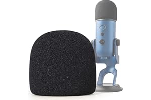 SUNMON for Blue Yeti Microphone Cover Foam, Microphone Windscreen Sponge Foam Cover for Yeti Pro USB Condenser Microphone, Indoor Outdoor Microphone Pop Filter（Black）