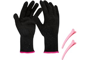 DHWEKU 2 Pezzi guanti per la piastra Guanto Resistente Al Calore,Guanti professionali resistenti al calore,guanto termico per piastra capelli per acconciare,Guanti Anti-calore,2 fermagli per capelli