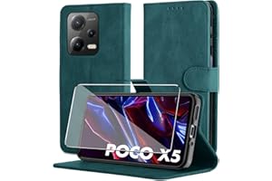 Byvuwiay Funda para Xiaomi Redmi Note 12 5G / Xiaomi Poco X5 5G, Soporte Plegable Tapa Flip de PU Ranuras Tarjetas Magnético Protección, Protección de Cuero Premium-Verde Oscuro