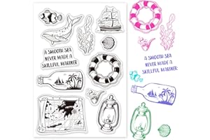 GLOBLELAND A Tema Oceano Timbri Trasparenti Sigillo per Timbri in Silicone Trasparente per la Creazione di Biglietti e Decorazioni per Scrapbooking