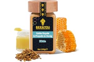 ‎BEE & YOU Bee&You Gelee Royale & Propolis in Honig für Kinder, 100% natürlich, ohne Zusatzstoffe, Roher Honig, fairer Handel, natürliche & kontrollierte Zutaten, 33 Auszeichnungen, 12 Zertifikate