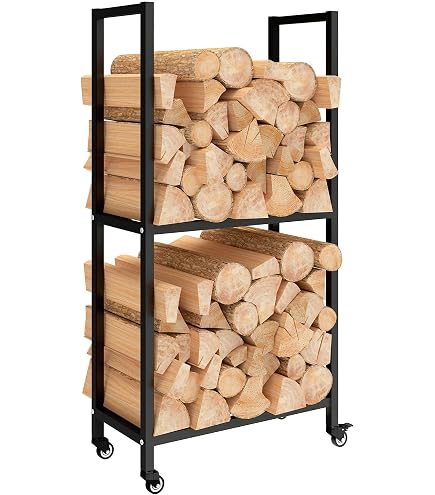 UNUS Scaffale Per Legna Da Ardere In Metallo – 40x84x23 Cm – Interno/Esterno, Senza Parete Posteriore