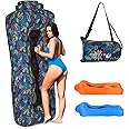 Outplea Inflatable Lounger Air Sofa for Adults, Portable Air Lounger with Mesh Back, Waterproof Inflatable Beach Lounger for Pool Camping Travel, Tropical Blue