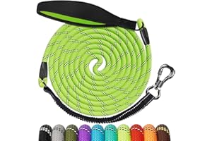 Aystkniet Smycz holownicza Bungee dla psów 3M 4.5M 5M 6M 9M 10M 12M 15M 20M 30M, absorbująca wstrząsy smycz dla psa z wyściełanym uchwytem odblaskowe nici zamykany hak dla średniego i dużego psa