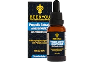 ‎BEE & YOU FROM THE FASCINATING ANATOLIALAND BEE&YOU Propolis Tinktur Propolis Tropfen, Propolis Extrakt wasserlöslich 10% (30 ml), ohne Alkohol, flüssig, Standardisiert, Keine Zusatzstoffe, auch für Kinder & Tiere geeignet Vergleichssieger 2022