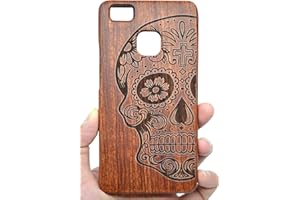 PhantomSky Cassa di Legno di Huawei P9 Lite, [Serie di Lusso] qualit à Premium Cover in bambù/Legno Naturale per Il Tuo Smartphone - Teschio Legno Rosa(Rose Wood Skull)
