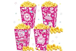 JeVenis 12 pcs cajas de palomitas de color rosa cajas de caramelos rosas caja de fiesta let's go bolsas de regalos para fiesta de cumpleaños de niñas