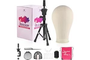 ‎NEVERLAND BEAUTY & HEALTH Perückenkopf 23"(58cm),Neverland Beauty Perücke kopf mit Perückenständer,Perücke machen Mannequin Kopf mit übungskopf ständer,T-Stifte und Haarbürste