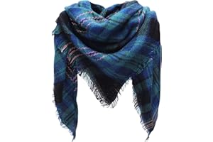 Kakaly Women Tartan Scarf - Winter Plaid Blanket Scarfs Warm Large Triangle Shawl Wrap Cashmere Soft Checked Ladies Scarves Gifts