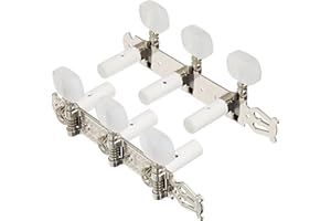 Schaller "LYRA MACHINE HEADS - NICKEL - BASEPLATE 3 - ACRYLIC - WHITE NYLON POSTS 10mm" Meccaniche per Chitarra Classica - Set di 2 pezzi (550)