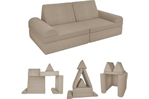 ‎POKAR POKAR Kindersofa | Spielsofa Cord aus Schaumstoff Bausteinen | Modulares Spielsofa für Kinder | Kuschelecke im Kinderzimmer Kindercouch | Oeko-Tex 100 Zertifiziert | Warmer Karamell
