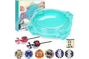 AIBREAY Burst Arène Set, 6 toupies et 2 lanceurs, Stadium de Combat pour Les Enfants à partir de 6 Ans, Cadeau de Jeu pour Les garçons
