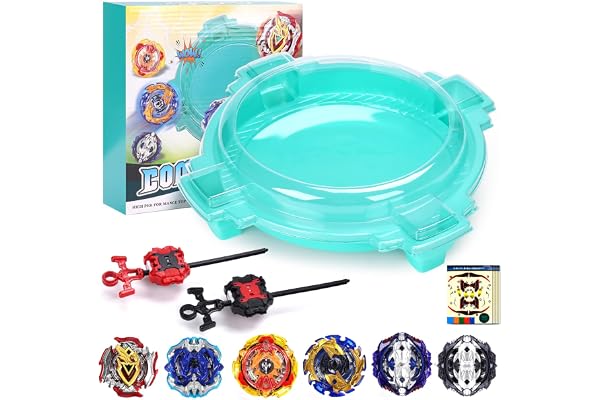 AIBREAY Burst Arène Set, 6 toupies et 2 lanceurs, Stadium de Combat pour Les Enfants à partir de 6 Ans, Cadeau de Jeu pour Les garçons