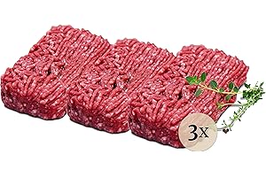 ‎BÜFFEL BILL Büffel Bill Gourmet Büffel Hackfleisch 3x500g I Aromatisches Fleisch vom italienischen Wasserbüffel I Büffelfleisch von Brisket, Unterschale & Schulter