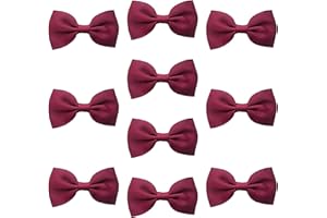 LILIUM KIDS Maroon Burgundy Hair Bows Clips Slides Grips 2.7" inch Soft Ribbon Small Straight School Hairbows for Girls 10pcs