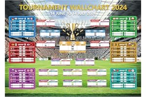 Drezesov EURO Football 2024 Wallchart for Euro Party Decorations - A2 Sizes European Cup Poster Planner - Includes 24 Teams Group Knockout Final Wall Calendar gifts for Family, Friends