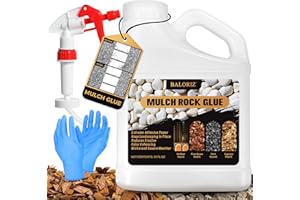 BALORIZ Mulch Steinkleber für die Landschaftsgestaltung mit Applikator, 35 oz/1 L Mulchkleber, gebrauchsfertiger Kieskleber, Steinkleber, Mulchkleber für Gartensteine, der die meisten Mulche fixiert