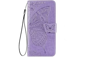 GOKEN Funda para Xiaomi Redmi 10 4G, Leather Folio Carcasa con Billetera con Magnético, Relieve Dibujo, TPU PU Cuero FILP Case Cover con Soporte/Tapa Tarjetas, Púrpura Ligero