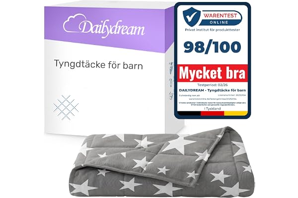 Dailydream viktfilt för barn | 104 x 150 | 3,2 kg | Elefantdesign | Tillverkad av 100% bomull | Fylld med glasperlor | Tung filt för sömn