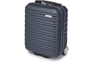 WITTCHEN Maleta de Viaje pequeña Equipaje de Mano Maleta de Ruedas ABS rígido 2 Ruedas estándar asa telescópica Groove Line Maleta pequeña Azul Marino Ryanair/Vueling/Iberia/easyJet/Iberia Express