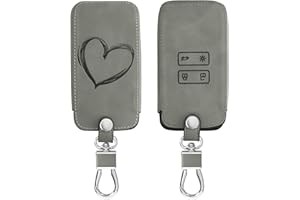 kwmobile Autoschlüssel Hülle kompatibel mit Renault 4-Tasten Smartkey Autoschlüssel (nur Keyless Go) - Kunstleder Schutzhülle Schlüsselhülle Cover Herz Brush Grau