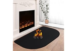 KHONGOO Tapis de cheminée résistant au feu, 120 x 80 x 0,1 cm, tapis de cheminée ignifuge pour poêle à bois, cheminée, intérieur et extérieur, protège les sols des étincelles, noir