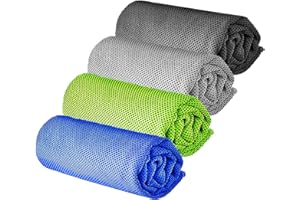 YQXCC 4 Pcs Cooling Towel (120x30 cm) Cool Cold Towel for Neck, Microfibre Ice Towel, Soft Breathable Chilly Towel for Yoga, Golf, Gym, Camping, Running, Workout & More Activities