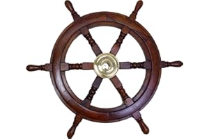 Antik 2000 Maritimes - Volante de Madera con buje de latón (30 cm)