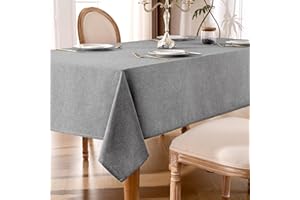 STARMAR Tischdecke Abwaschbar Grau – 100x140cm Tischtuch aus Polyester in Leinenoptik, Wasserabweisend mit Lotuseffekt, Kratzfest und Pflegeleicht für Wohnzimmer, Esszimmer, Balkon & Garten