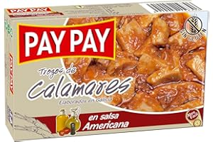 Lot de 10 boites de bouts calamars en sauce américaine de marque pay pay
