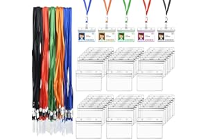 OTYMIOW Lot de 100Paires de Porte Carte avec Cordon, Porte Badge Plastique Transparent, Porte Badge Horizontal, Porte-Cartes pour Homme et Femme, avec Cordons pour le Cou, le Bureau, Cartes de Visite