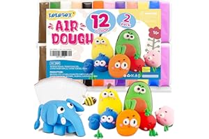 KOKOBOX AIR DOUGH 12 Colore (24pz) Argilla Polimerica da Modellare per Bambini Plastilina Senza Cottura Pasta Modellabile Creta Polymer Foam Clay