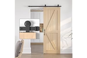 SANKEYTEW Kit de puerta corrediza de 183 cm, kit de puerta corredera de madera individual, kit de puerta corredera de granero resistente, riel de puerta corredera negra, carga superior