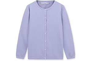 CUNYI Pull pour Fille Gilet à Boutons Cardigan Léger Uniforme Scolaire Manteau Casual Mignon