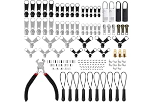 MXTIMWAN 121 Pezzi Riparazione Cerniera Lampo, Kit di Riparazione Cerniera di Ricambio, Sostituzione Cerniera Kit con Installare Pinze, Riparazione Cerniera per Giacche, Borse, Tenda